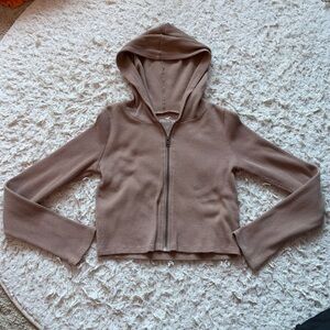 Hollister Tan Waffle Knit Crop Hoodie